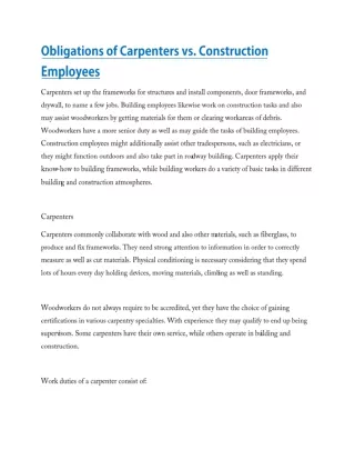 Obligations of Carpenters