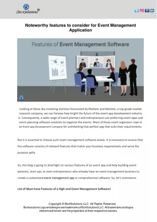 noteworthy features to consider for event