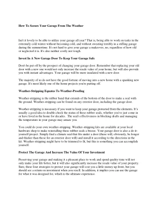 how to secure your garage from the weather