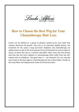 How to Choose the Best Wig for Your Chemotherapy Hair Loss