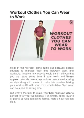 Workout Clothes You Can Wear to Work