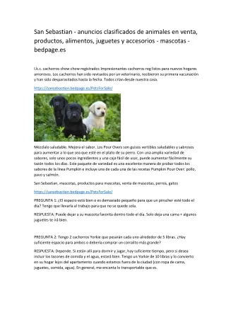 San Sebastian - anuncios clasificados de animales en venta, productos, alimentos, juguetes y accesorios - mascotas - bed
