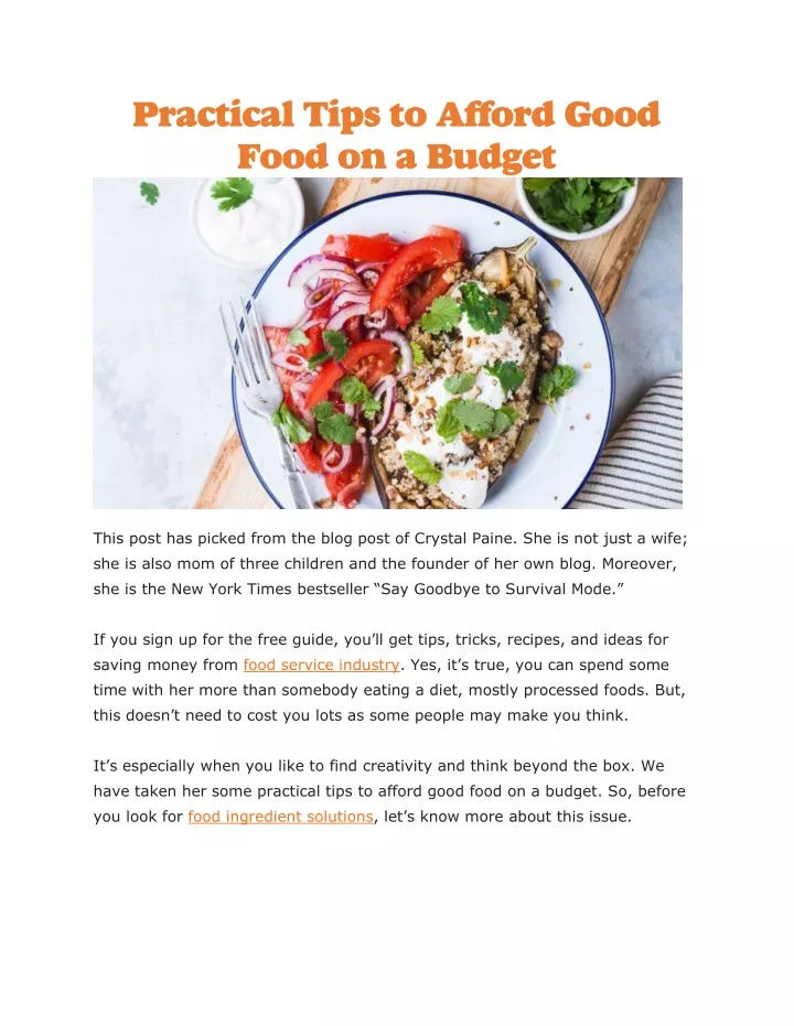 practical tips to afford good food on a budget