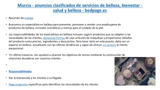 Murcia - anuncios clasificados de servicios de belleza, bienestar - salud y belleza - bedpage.es 20 07 2021