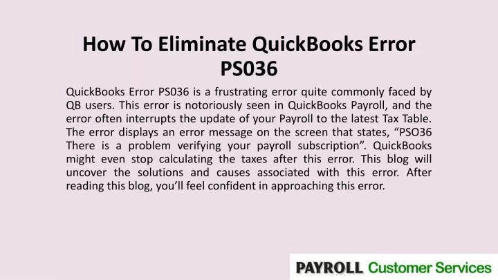 how to eliminate quickbooks error ps036