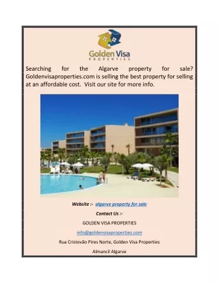 Algarve Property For Sale| Goldenvisaproperties.com