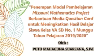 penerapan model pembelajaran missouri mathematics