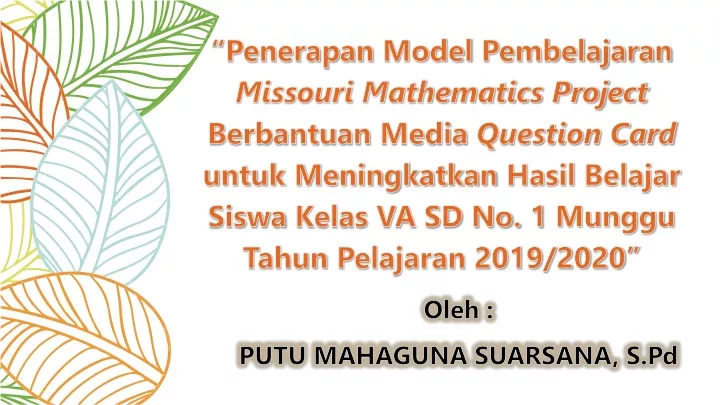 penerapan model pembelajaran missouri mathematics