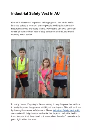 Industrial Safety Vest In AU