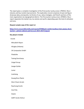 Poly(methyl methacrylate) (PMMA) Sheet Market