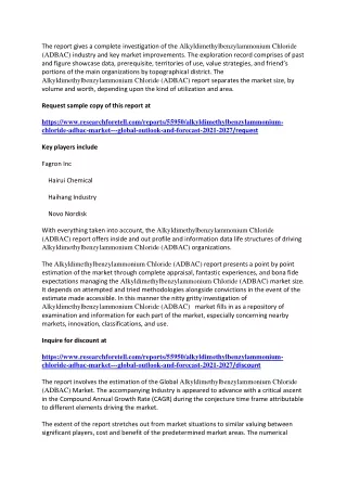 Alkyldimethylbenzylammonium Chloride (ADBAC) Market