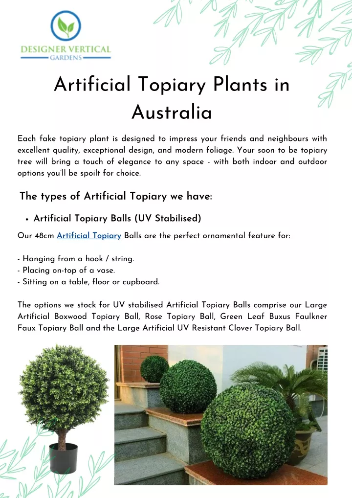 artificial topiary plants in australia