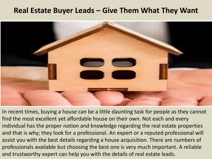 real estate buyer leads give them what they want