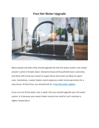 Free Hot Water Upgrade