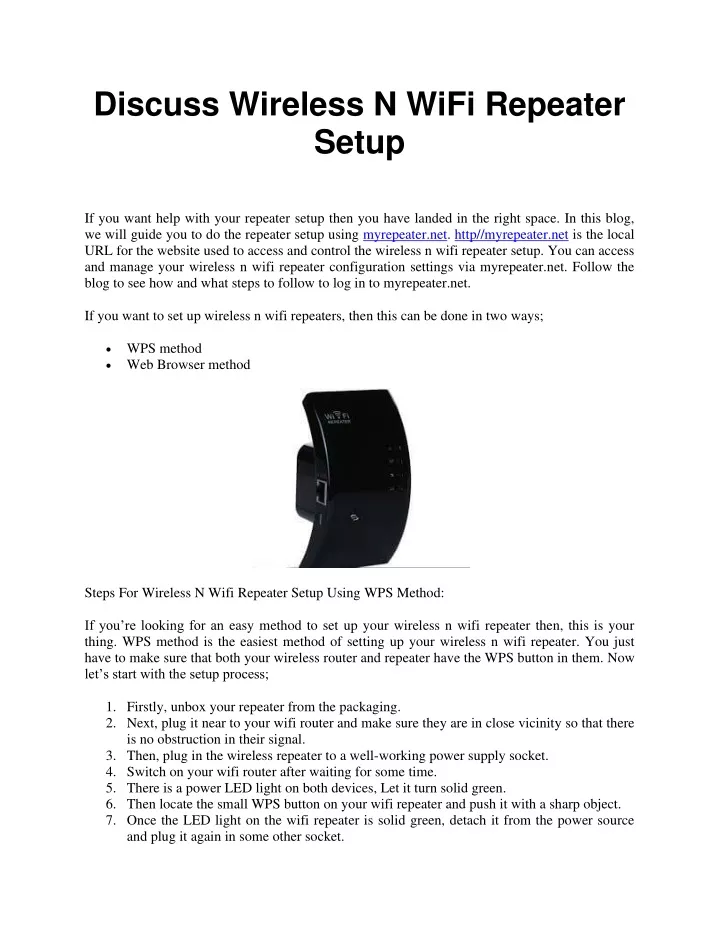 discuss wireless n wifi repeater setup