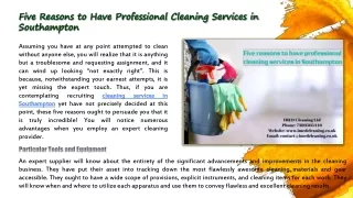 Five Reasons to Have Professional Cleaning Services in Southampton