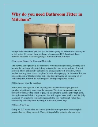 why do you need bathroom fitter in mitcham