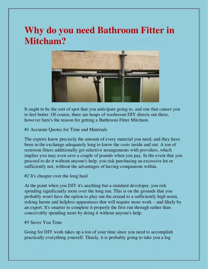 why do you need bathroom fitter in mitcham