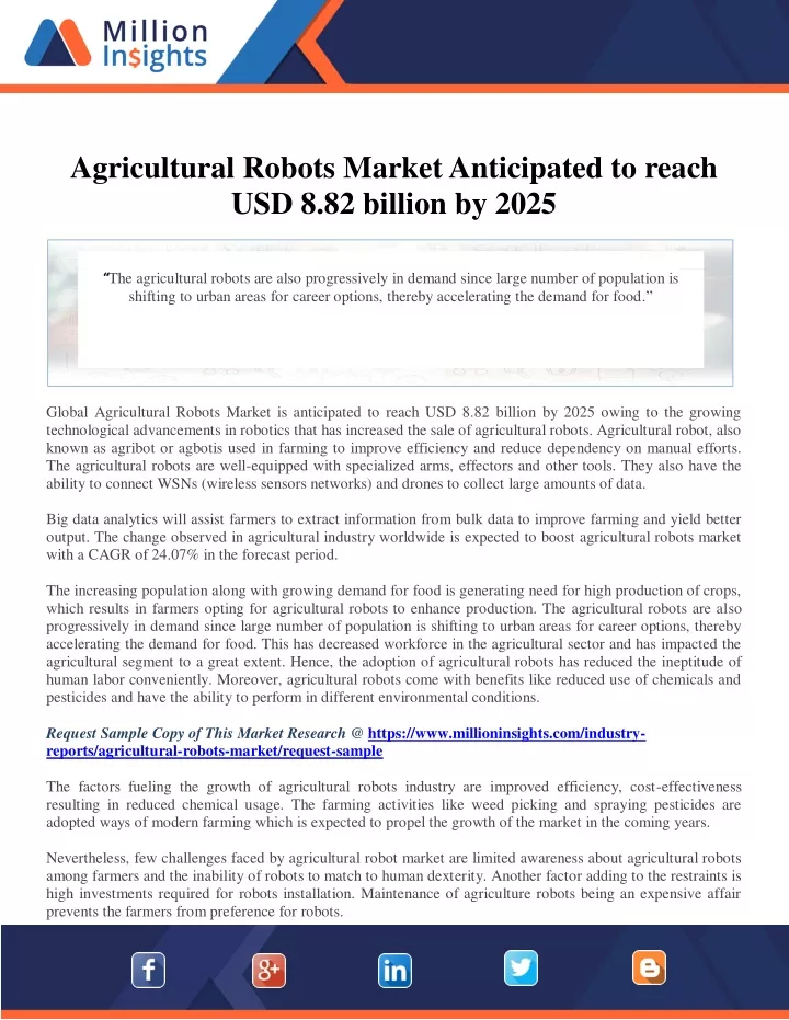 agricultural robots market anticipated to reach