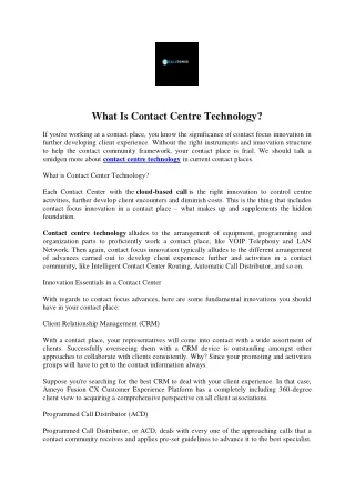 What Is Contact Centre Technology