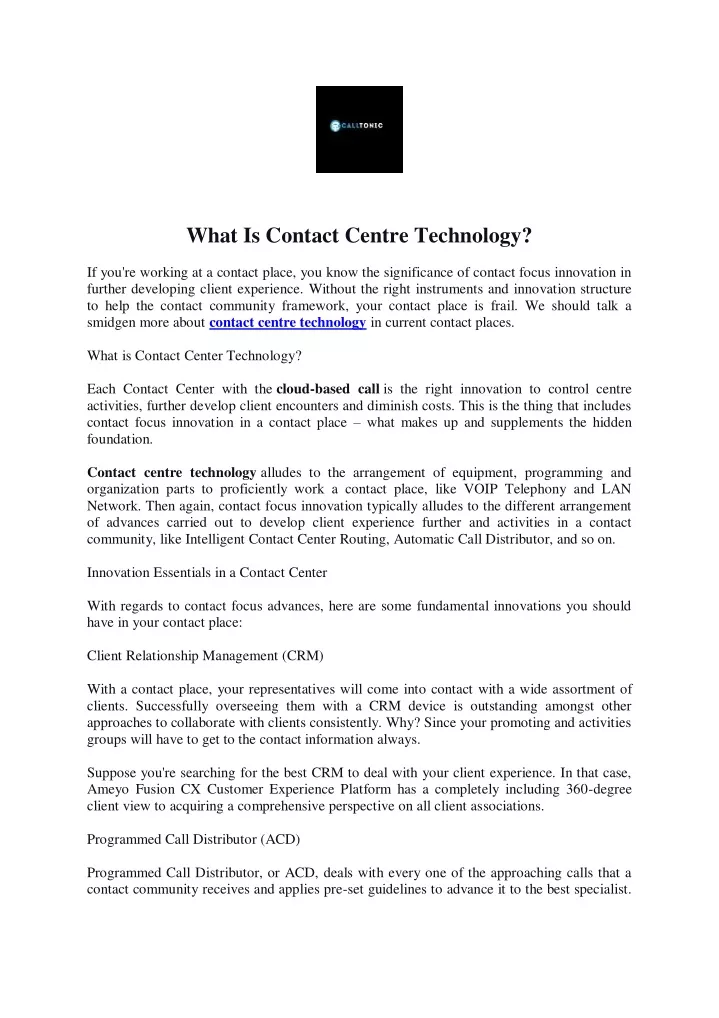 what is contact centre technology