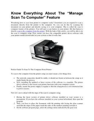 know everything about the manage scan to computer