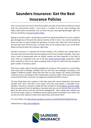 Saunders Insurance Get the Best Insurance Policies