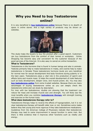 why you need to buy testosterone online