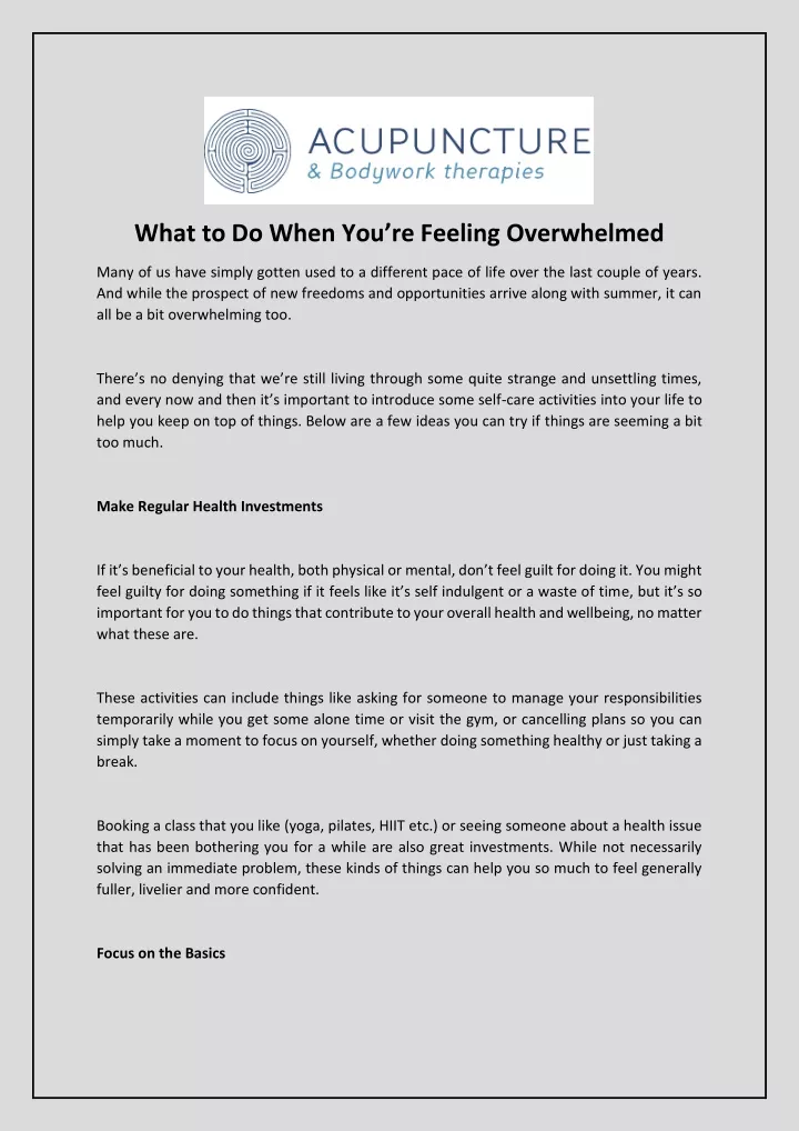 what to do when you re feeling overwhelmed