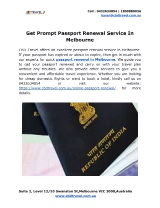 Get Prompt Passport Renewal Service In Melbourne
