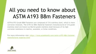 All you need to know about ASTM A193 B8m Fasteners