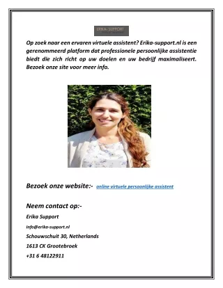 Online Virtuele Persoonlijke Assistentie | Erika-support.nl