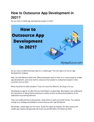How to Outsource App Development in 2021?