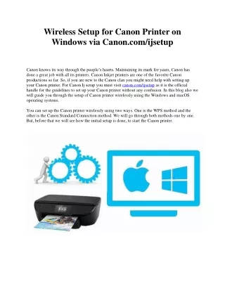 Wireless Setup for Canon Printer on Windows via Canon.comijsetup
