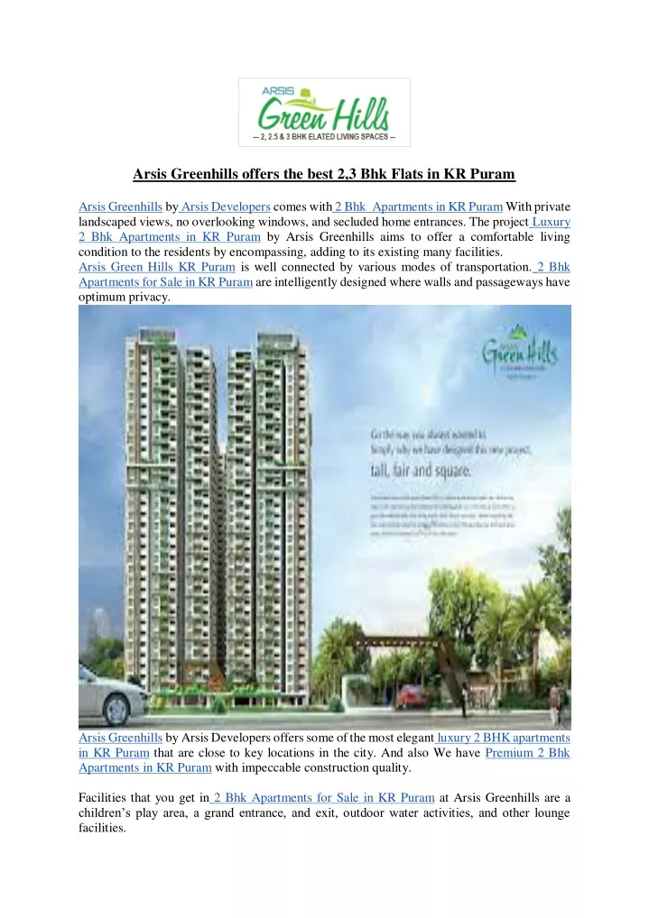 arsis greenhills offers the best 2 3 bhk flats