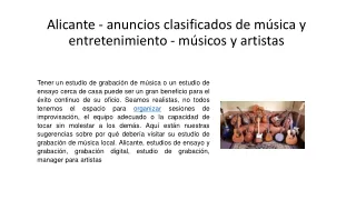 Alicante - anuncios clasificados de música y entretenimiento - músicos y artistas