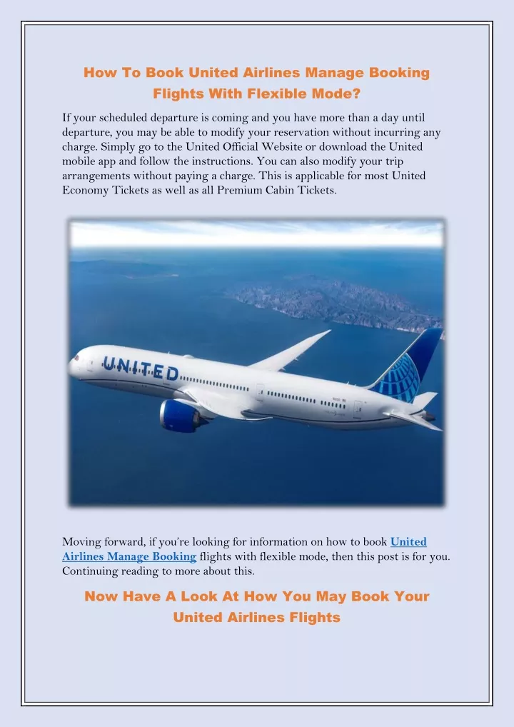 how to book united airlines manage booking