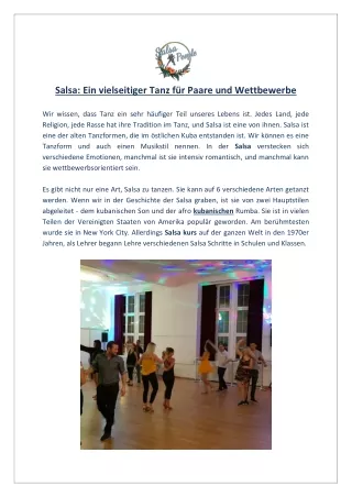 Salsa: Ein vielseitiger Tanz für Paare und Wettbewerbe