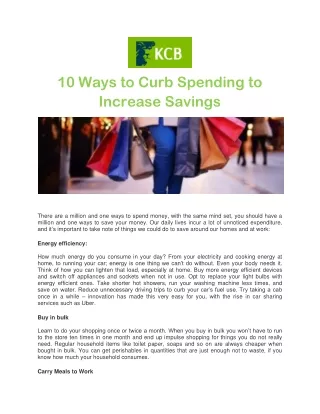 10 Ways to Curb Spending to Increase Savings