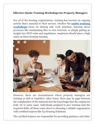 effective onsite training workshops for property