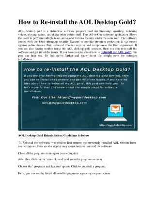How to reinstall the AOL Desktop Gold
