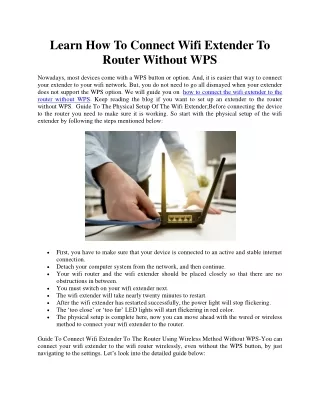 learn how to connect wifi extender to router