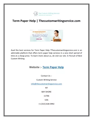 term paper help thecustomwritingservice com