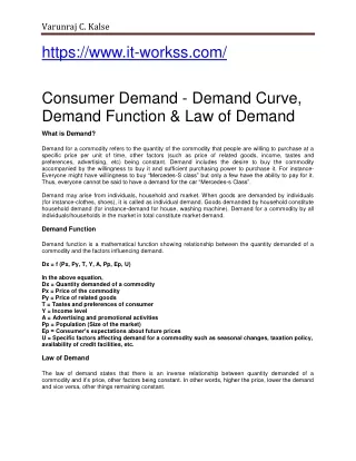 Consumer Demand - Demand Curve, Demand Function & Law of Demand - www.it-workss.com
