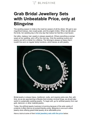 grab bridal jewellery sets with unbeatable price
