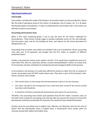 Cost Concepts - www.it-workss.com