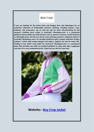 Buy Crop Jacket  Musetique.com