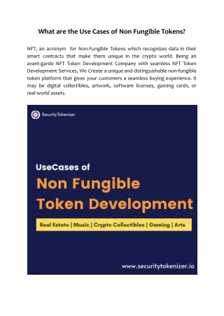 what are the use cases of non fungible tokens