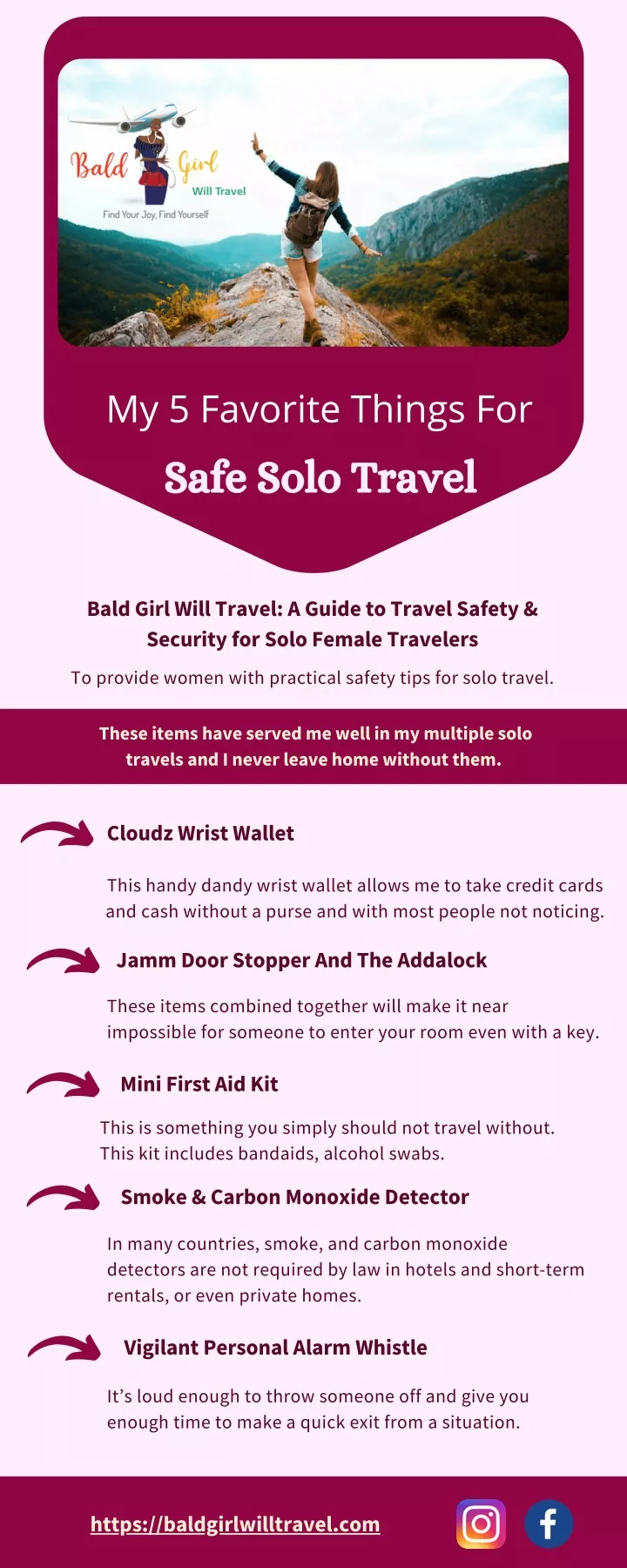 my 5 favorite things for safe solo travel