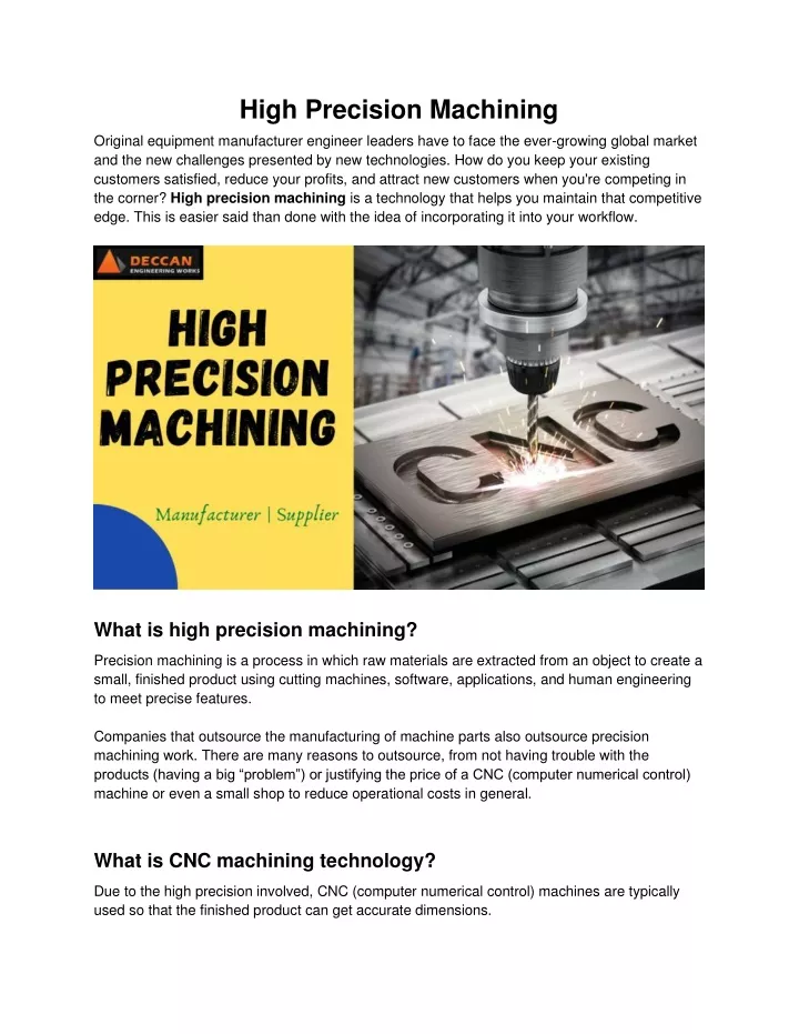 high precision machining